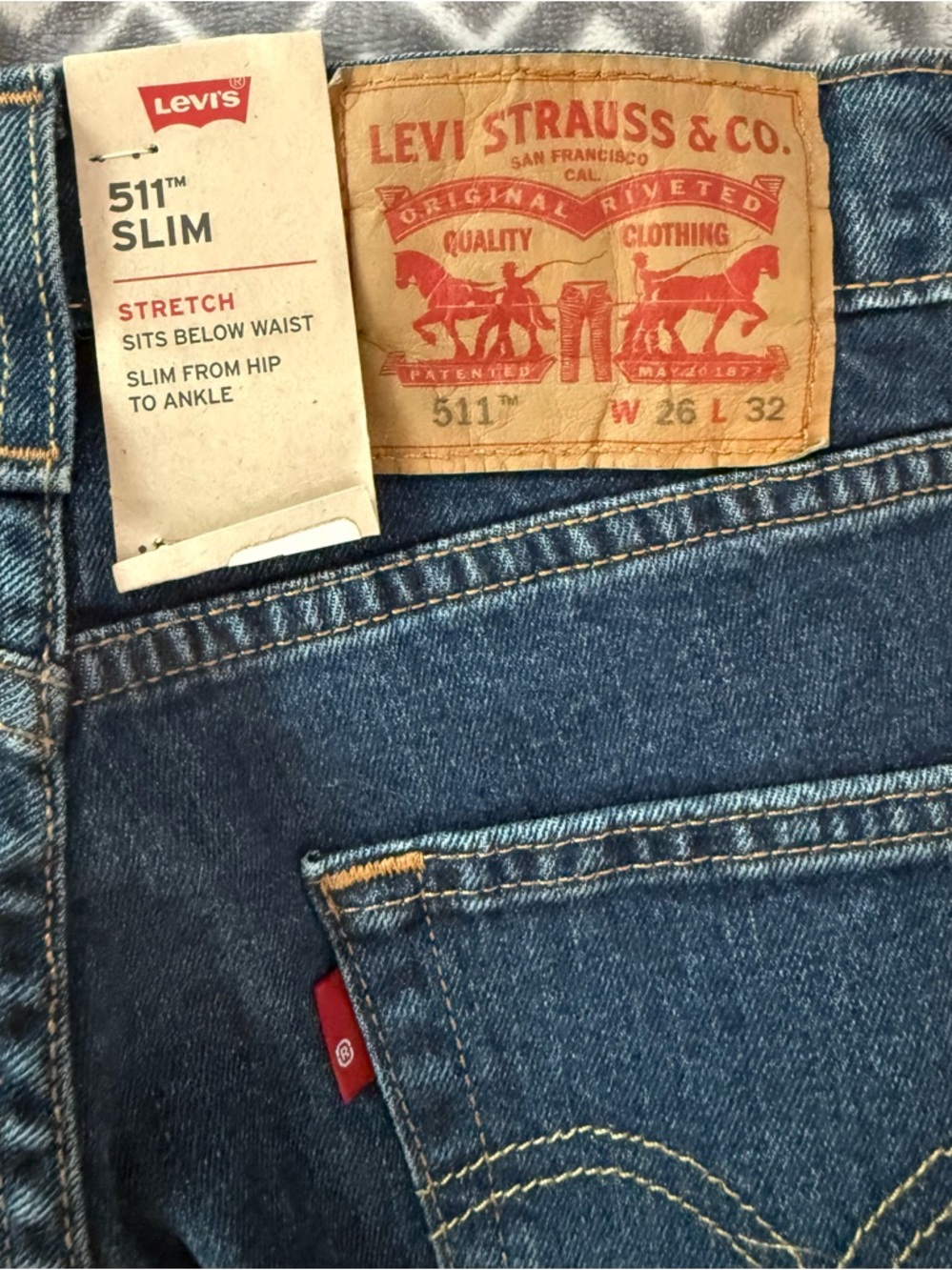 Levi's 511 Slim Stretch Men's Jeans — Blue NWT 26x32